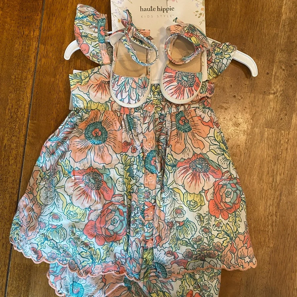 Haute Hippie 3 Pc Sleeveless Dress set Size 6-9 Months Peach - Picture 1 of 3